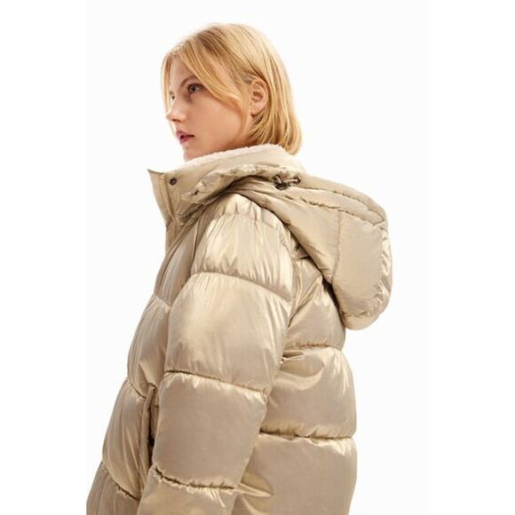 Desigual Padded Komoderi Qualitied Puffer Jacket Khaki Size 44 /US 10 NWT - Picture 3 of 13